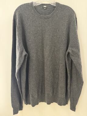 Uniqlo Men’s Long Sleeve Dark Gray 100% Cashmere Sweater Pullover Size XL